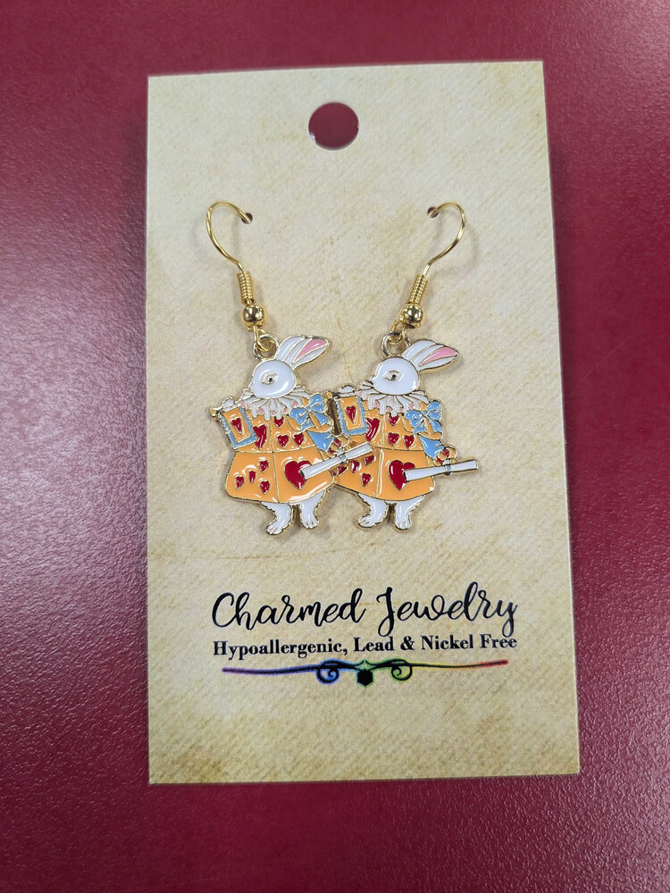 WONDERLAND WHITE RABBIT EARRINGS