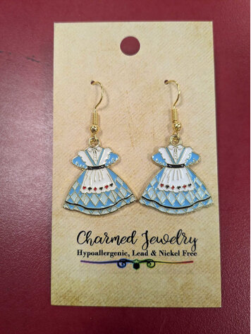 WONDERLAND ALICE DRESS EARRINGS