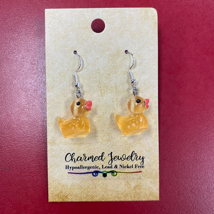 RUBBER DUCKY EARRINGS - ORANGE