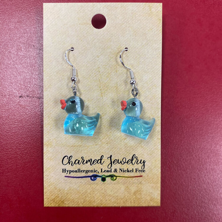 RUBBER DUCKY EARRINGS - BLUE