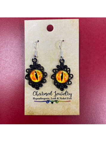 DRAGON EYE GOTHIC DANGLE EARRINGS - YELLOW