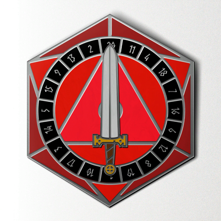 NORSE FOUNDRY D20 SWORD SPINNER RED PIN