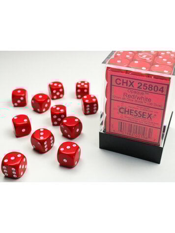 CHESSEX CHX 25804 12MM D6 DICE BLOCK OPAQUE RED WITH WHITE