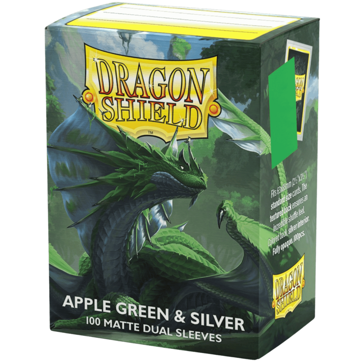 DRAGON SHIELD DRAGON SHIELD 100CT MATTE DUAL SLEEVES APPLE GREEN & SILVER