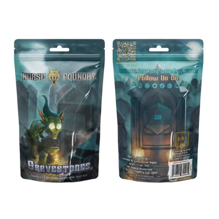NORSE FOUNDRY MYSTERY GRAVESTONES METAL MINI DICE SET BMB