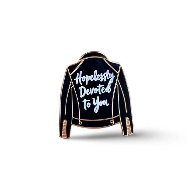 HOPELESSLY DEVOTED TO YOU (GREASE) LEATHER JACKET ENAMEL PIN