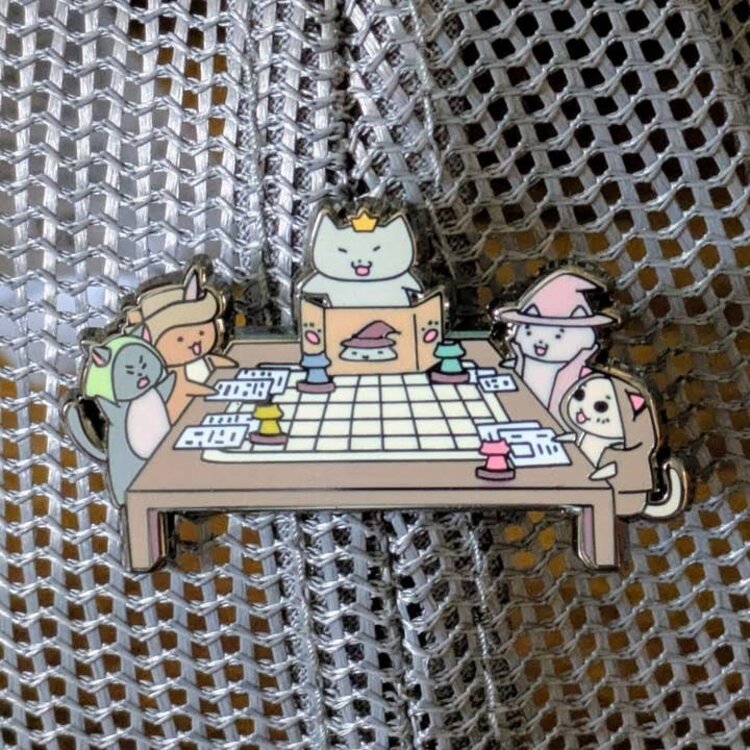 CATS PLAYING TABLETOP RPG PIN