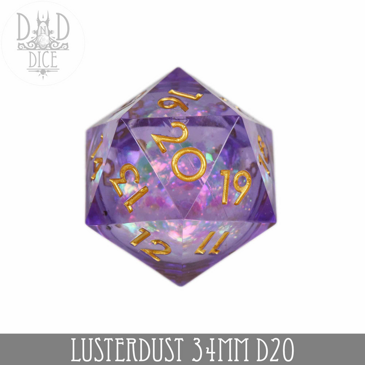 DND DICE 34MM D20 LUSTERDUST LIQUID CORE COUNTDOWN