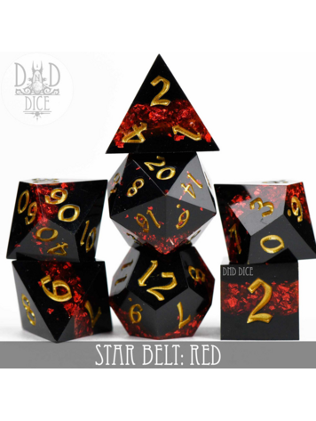 DND DICE STAR BELT RED HANDMADE RPG DICE SET