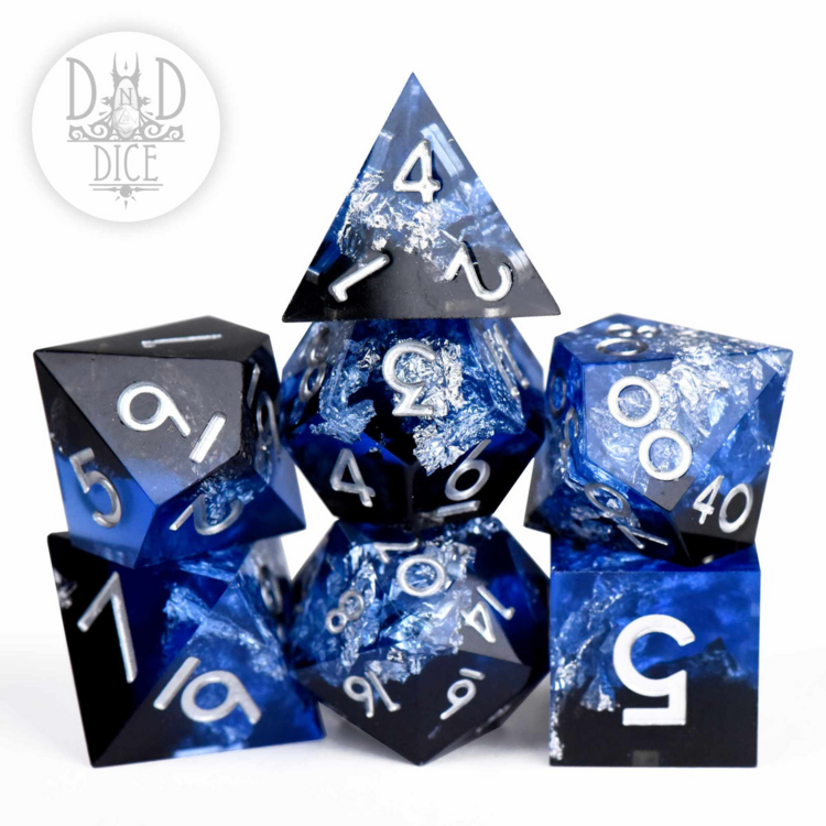 DND DICE SILVER SEAS HANDMADE RPG DICE SET