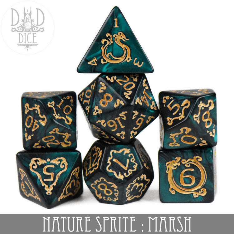 DND DICE NATURE SPRITE MARSH RPG DICE SET