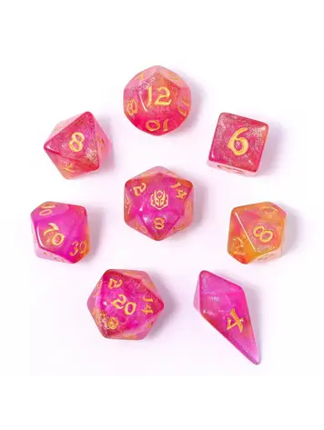 HYMGHO HYMGHO WYRMFORGED ROLLERS - ROUNDED EDGE 8 PIECE POLY DICE SET - DRAGON BAIT