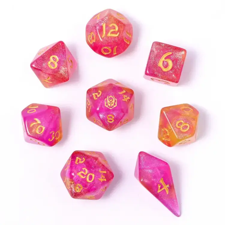 HYMGHO HYMGHO WYRMFORGED ROLLERS - ROUNDED EDGE 8 PIECE POLY DICE SET - DRAGON BAIT