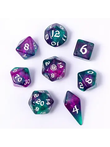 HYMGHO HYMGHO WYRMFORGED ROLLERS - ROUNDED EDGE 8 PIECE POLY DICE SET - JESTERS CLOAK