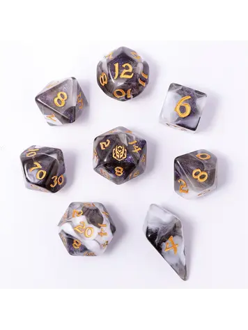 HYMGHO HYMGHO WYRMFORGED ROLLERS - ROUNDED EDGE 8 PIECE POLY DICE SET - WRAITH SHADOW