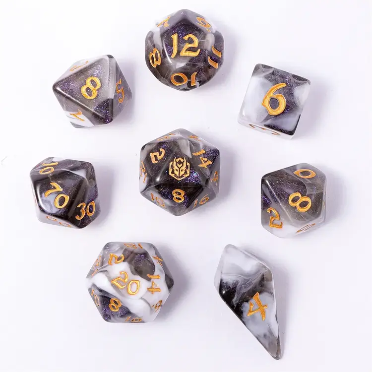 HYMGHO HYMGHO WYRMFORGED ROLLERS - ROUNDED EDGE 8 PIECE POLY DICE SET - WRAITH SHADOW