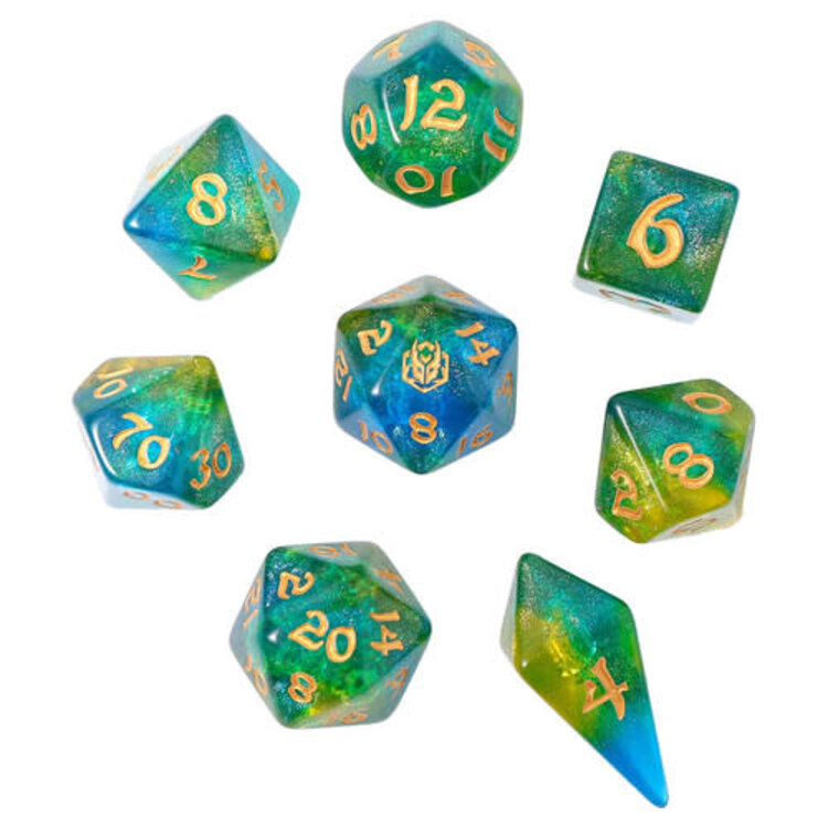 HYMGHO HYMGHO WYRMFORGED ROLLERS - ROUNDED EDGE 8 PIECE POLY DICE SET - EYE OF NEWT