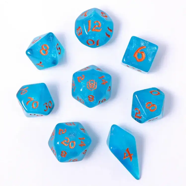 HYMGHO HYMGHO WYRMFORGED ROLLERS - ROUNDED EDGE 8 PIECE POLY DICE SET - RAY OF FROST