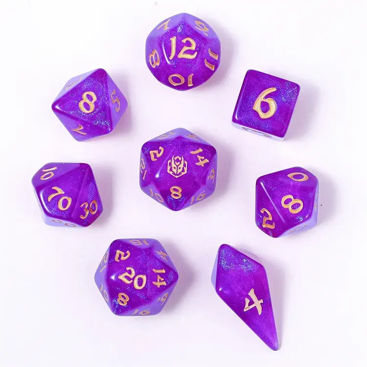 HYMGHO HYMGHO WYRMFORGED ROLLERS - ROUNDED EDGE 8 PIECE POLY DICE SET - HEX APPEAL