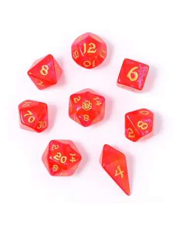HYMGHO HYMGHO WYRMFORGED ROLLERS - ROUNDED EDGE 8 PIECE POLY DICE SET - FIREBALL