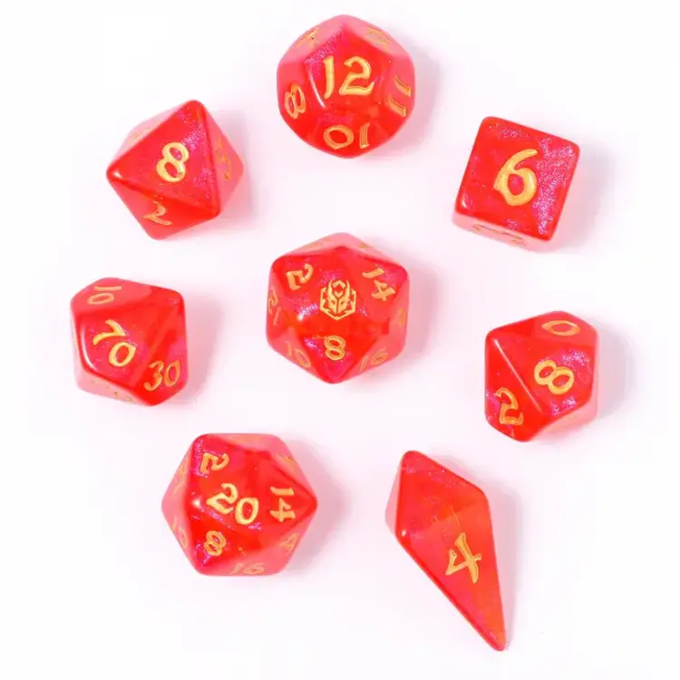 HYMGHO HYMGHO WYRMFORGED ROLLERS - ROUNDED EDGE 8 PIECE POLY DICE SET - FIREBALL