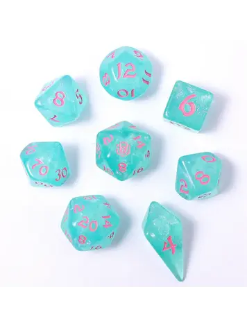 HYMGHO HYMGHO WYRMFORGED ROLLERS - ROUNDED EDGE 8 PIECE POLY DICE SET - LOVE POTION