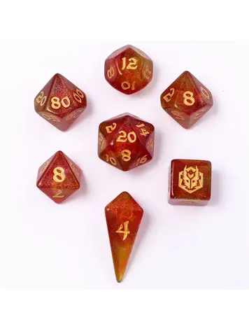 HYMGHO HYMGHO MINI POLYMER RPG DICE SET - PHOENIX FEATHER