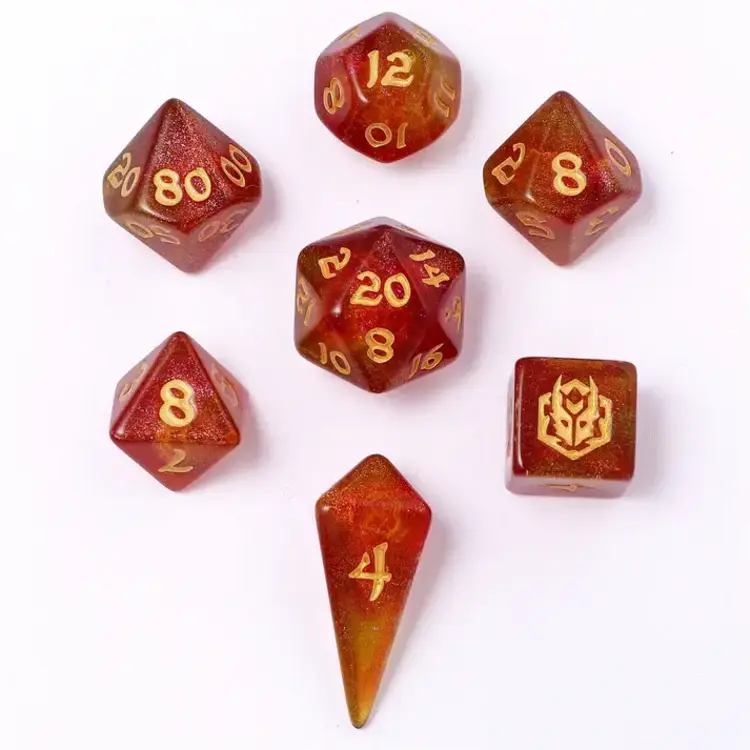 HYMGHO HYMGHO MINI POLYMER RPG DICE SET - PHOENIX FEATHER