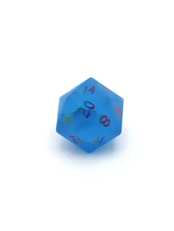 HYMGHO HYMGHO SINGLE GEMSTONE D20 SEA BLUE W/ RAINBOW NUMBERS