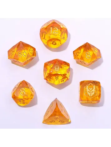 HYMGHO HYMGHO CAPTURED MAGIC LUSTER CUT RESIN DICE SET GOLDEN YELLOW