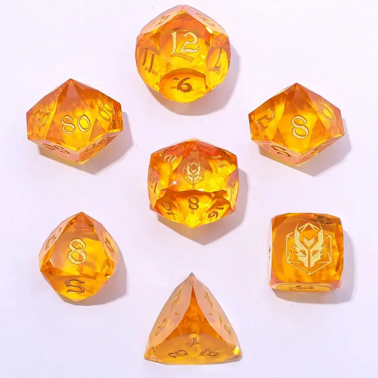 HYMGHO HYMGHO CAPTURED MAGIC LUSTER CUT RESIN DICE SET GOLDEN YELLOW