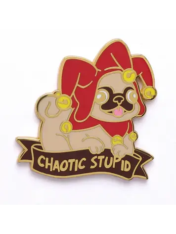 HYMGHO HYMGHO ALTERNATIVE ALIGNMENTS ENAMEL PIN - CHAOTIC STUPID PUG