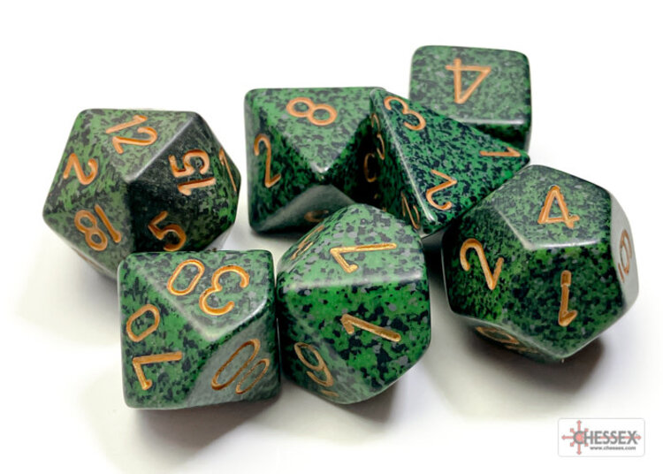 CHESSEX CHX 25335 7 PC POLY DICE SET SPECKLED GOLDEN RECON