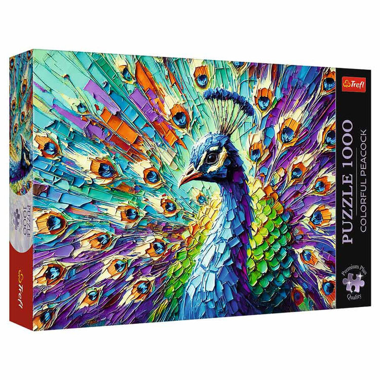 TREFL 1000 PC JIGSAW PUZZLE COLORFUL PEACOCK