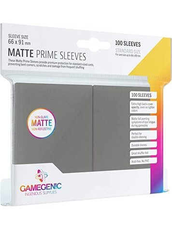 GAMEGENIC GAMEGENIC MATTE PRIME SLEEVES DARK GRAY 100CT