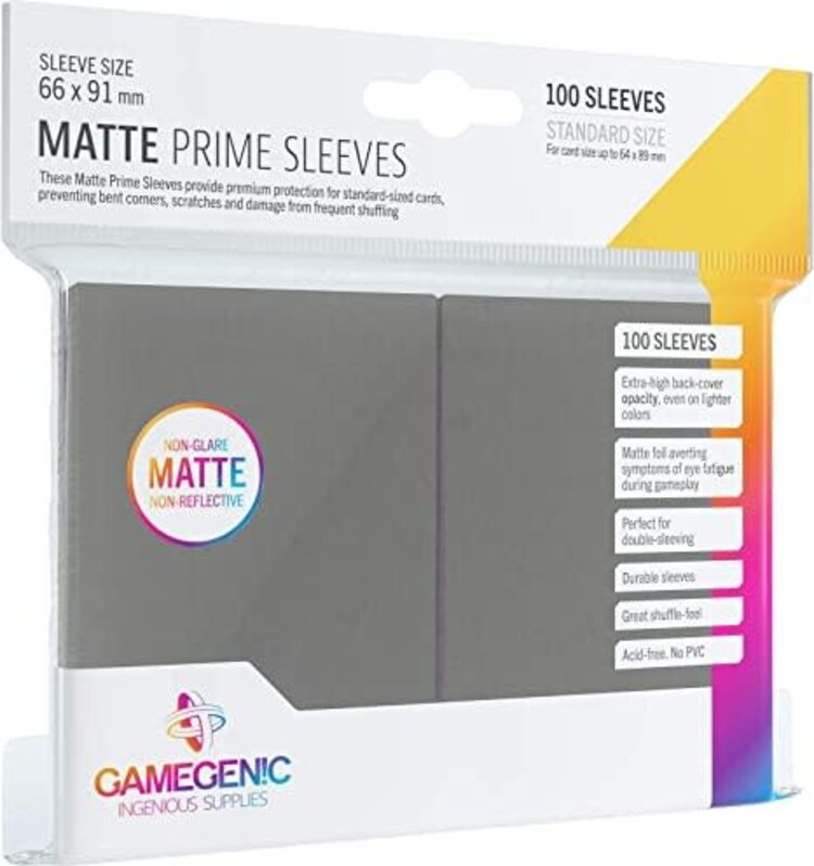 GAMEGENIC GAMEGENIC MATTE PRIME SLEEVES DARK GRAY 100CT