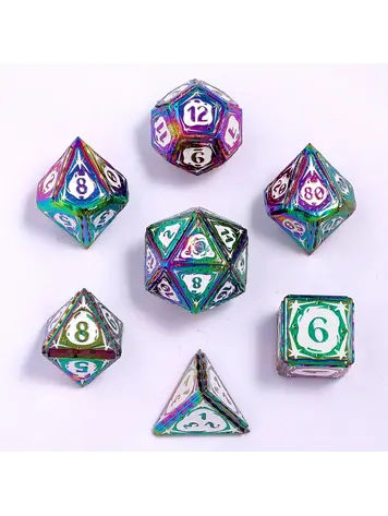 HYMGHO HYMGHO METAL SORCERER RPG DICE SET RAINBOW W WHITE