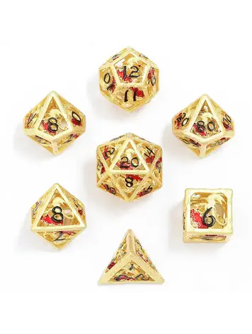 HYMGHO HYMGHO DRAGONS HYMN HOLLOW METAL DICE SET GOLD