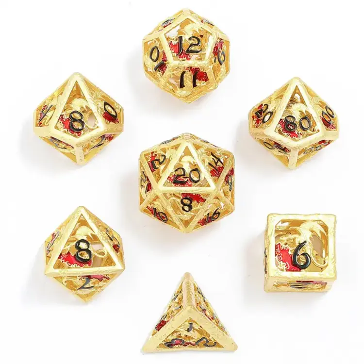 HYMGHO HYMGHO DRAGONS HYMN HOLLOW METAL DICE SET GOLD
