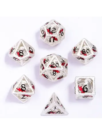 HYMGHO HYMGHO DRAGONS HYMN HOLLOW METAL DICE SET SILVER