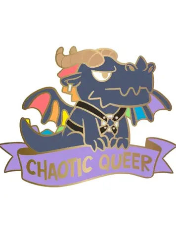HYMGHO HYMGHO ALTERNATIVE ALIGNMENTS ENAMEL PIN CHAOTIC QUEER