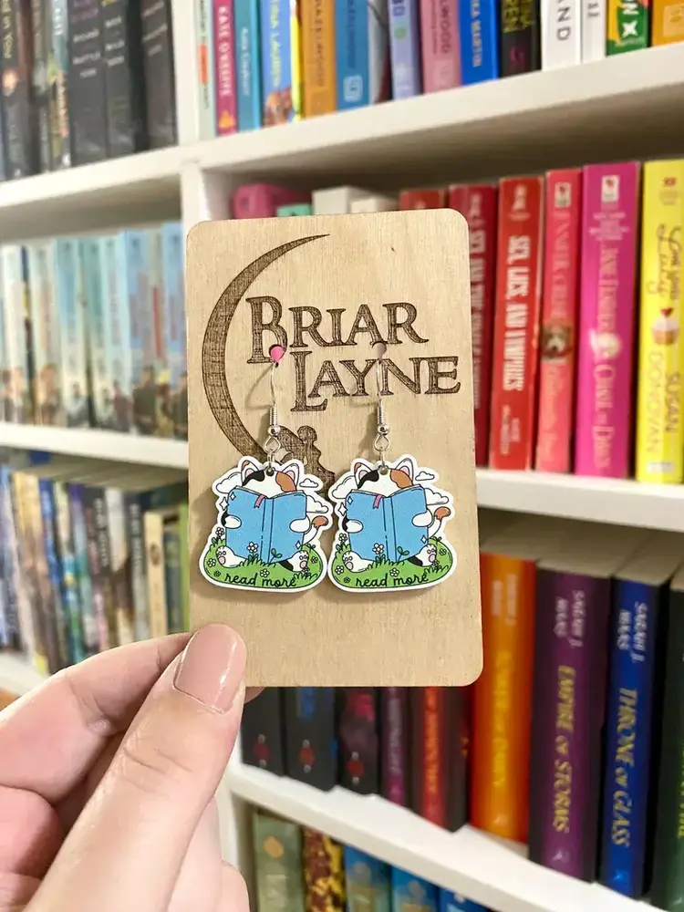 CAT AND BOOK THEMED READING EARRINGS