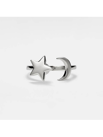 MOON STAR ADJUSTABLE FIDGET SPINNER RING - STERLING SILVER