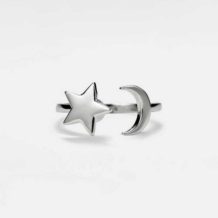 MOON STAR ADJUSTABLE FIDGET SPINNER RING - STERLING SILVER