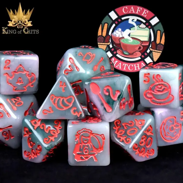 DND DICE CAFE MATCHA - 11 RPG DICE SET