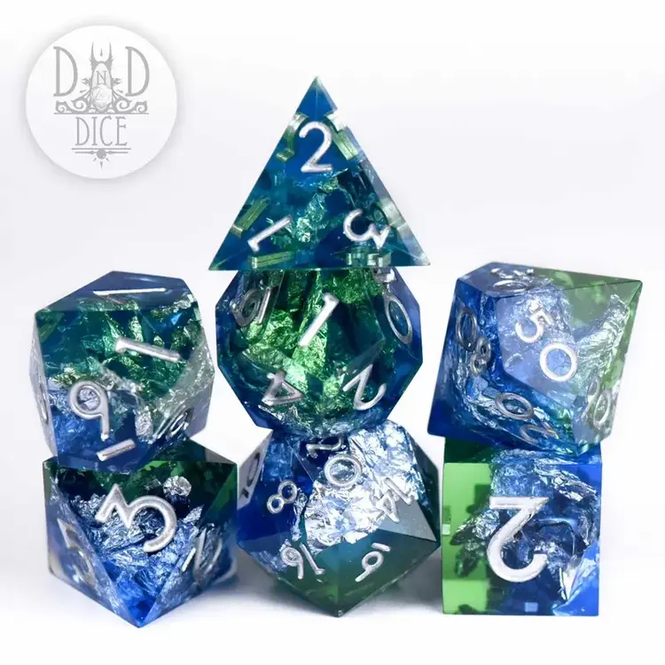 DND DICE SILVER SHORES HANDMADE DICE SET