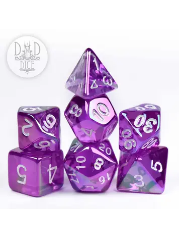 DND DICE GLAMOURED PURPLE RPG DICE SET
