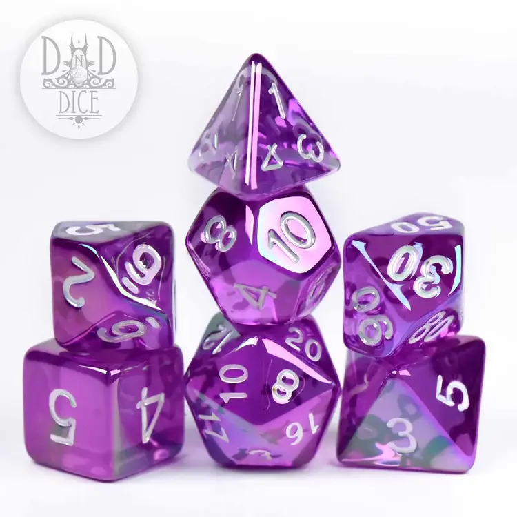 DND DICE GLAMOURED PURPLE RPG DICE SET