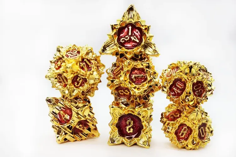 FOAM BRAIN GAMES FLORAL STARBURST: CARMINE CANNA METAL RPG DICE SET