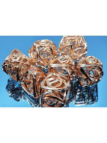 FOAM BRAIN GAMES FOAM BRAIN GAMES METAL RPG DICE SET HOLLOW HEARTS - COPPER